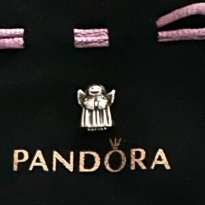 Pandora Silver Angel Charm with Pink Accents